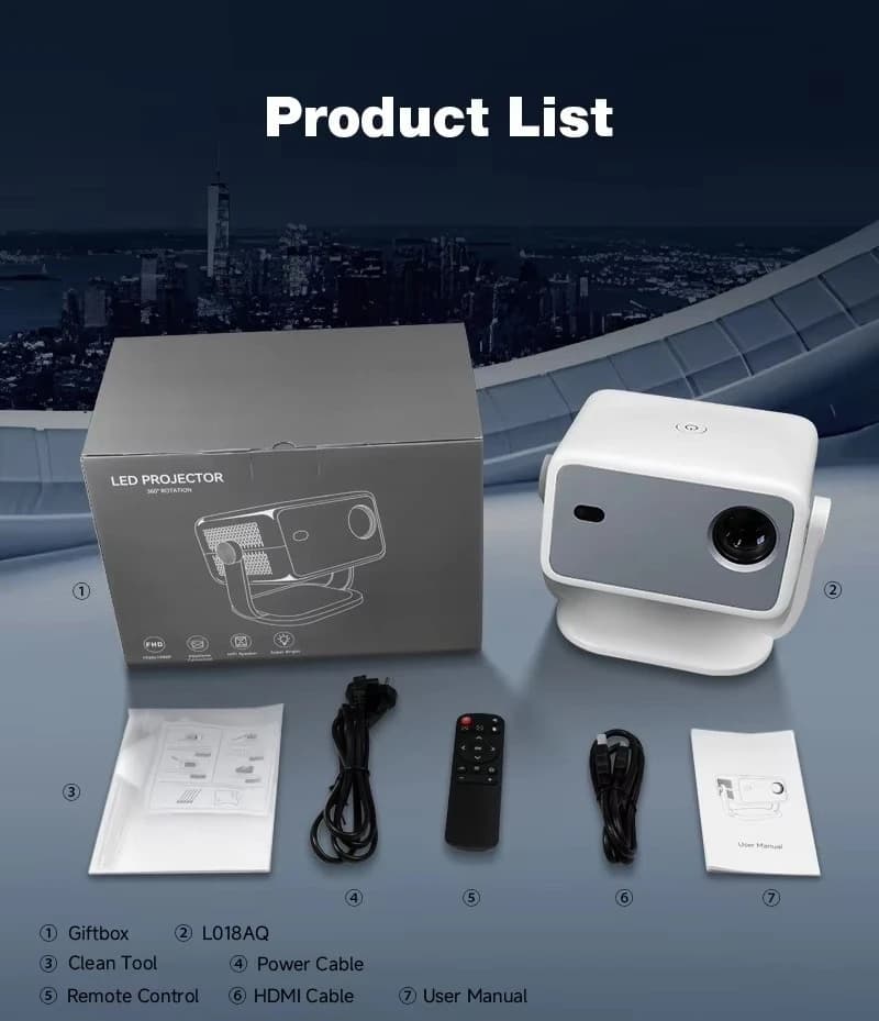 L018 Full HD Home Theater Projector Mini Smart Android 11 Portable Outdoor 4K Projector