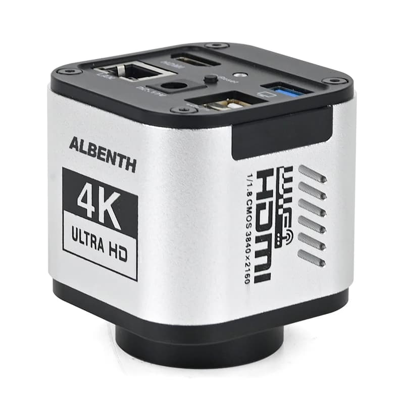 Fotocamera per microscopio digitale WiFi Albenth 4K UHD 30FPS con HDMI, USB, uscita LAN WiFi, attacco C per rilevamento industriale