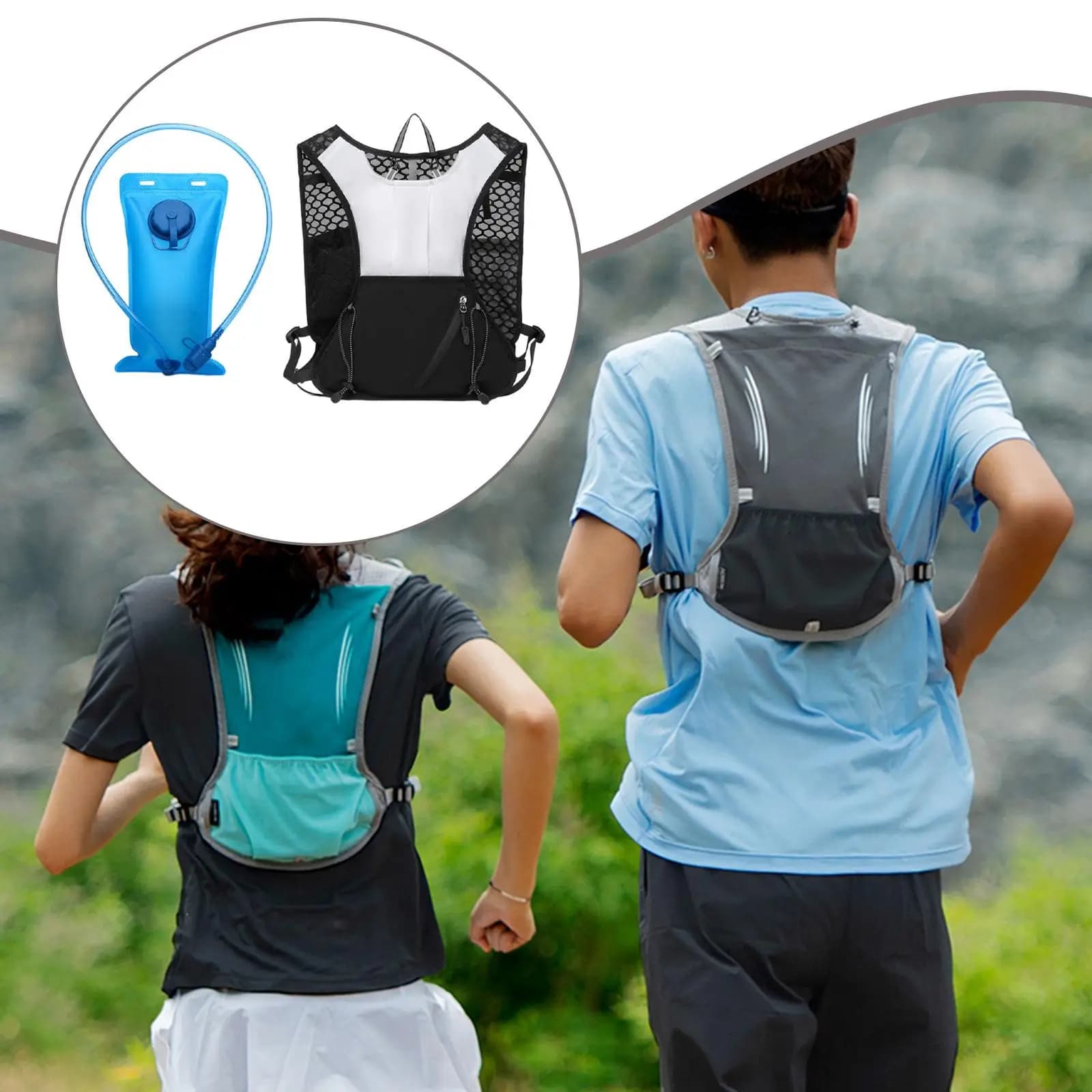 Gilet Idratazione da Corsa in Poliestere, Zaino Multifunzionale per Corsa, Escursionismo, Ciclismo, Gara, Campeggio