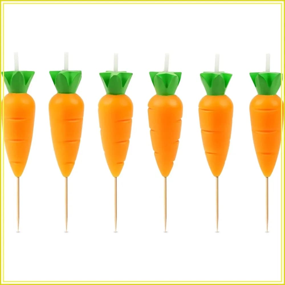 6 Carrot Party Candles, 2.4 Inch Tall Spring Cake Toppers, Food-Themed Celebration Decor