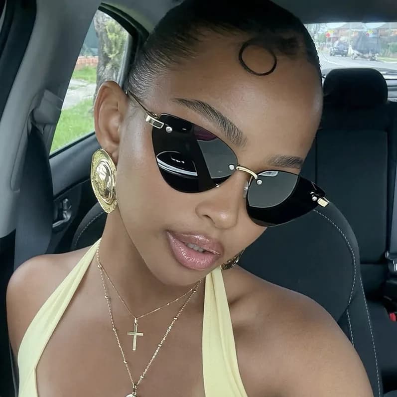 Rimless Oval Women's Sunglasses New Retro metal frame small Cat Eye Sun Glasses Men Shades Punk Driving Eyewear Glasses Female