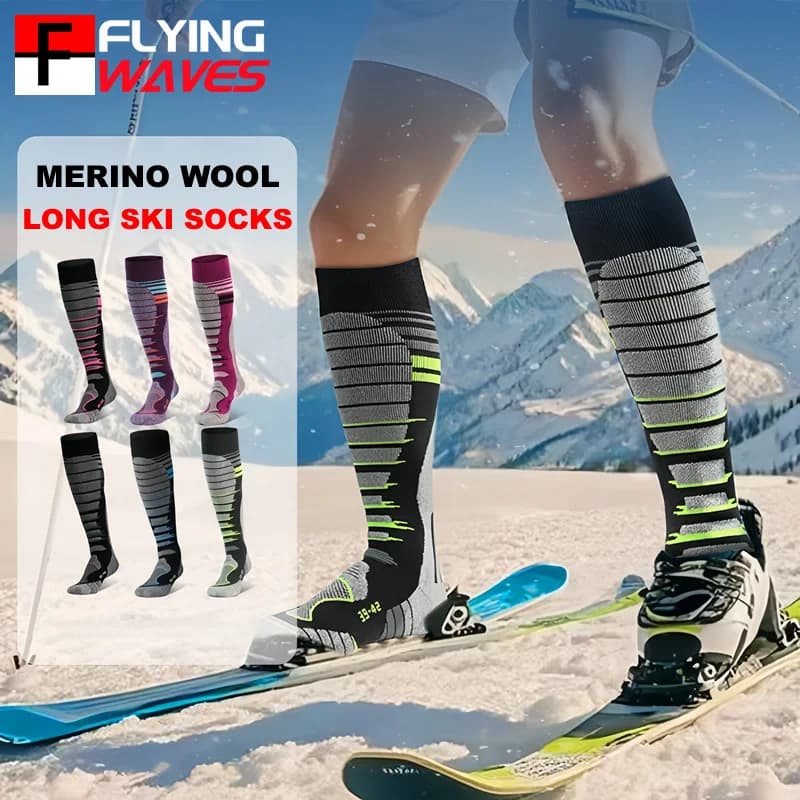 Calzini da sci in lana merino Calzini per la stagione fredda per uomo Donna Snowboard Caccia sulla neve Calzini termici invernali al ginocchio