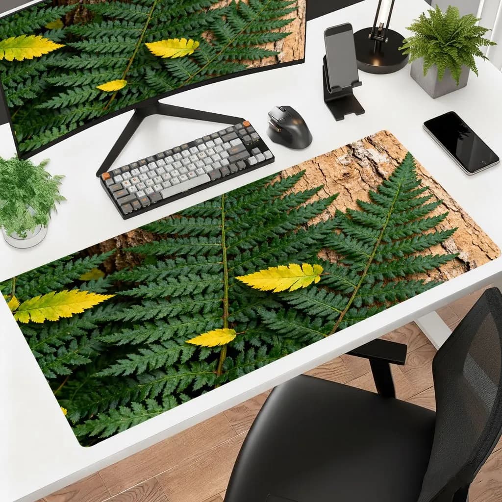 Brand Leaf Design Mouse Pad Iron Art Desk Mat Ultra HD Print Non-Slip Rubber Backing Washable Office Laptop Gaming Keyboard Desk