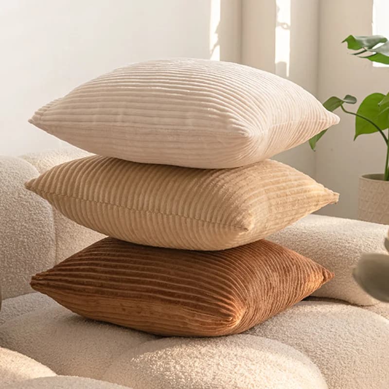 Federe per Cuscini in Finta Pelliccia Boho, Morbidissime Federe Quadrate a Righe per Decorazione di Casa, Soggiorno, Divano e Cuscini