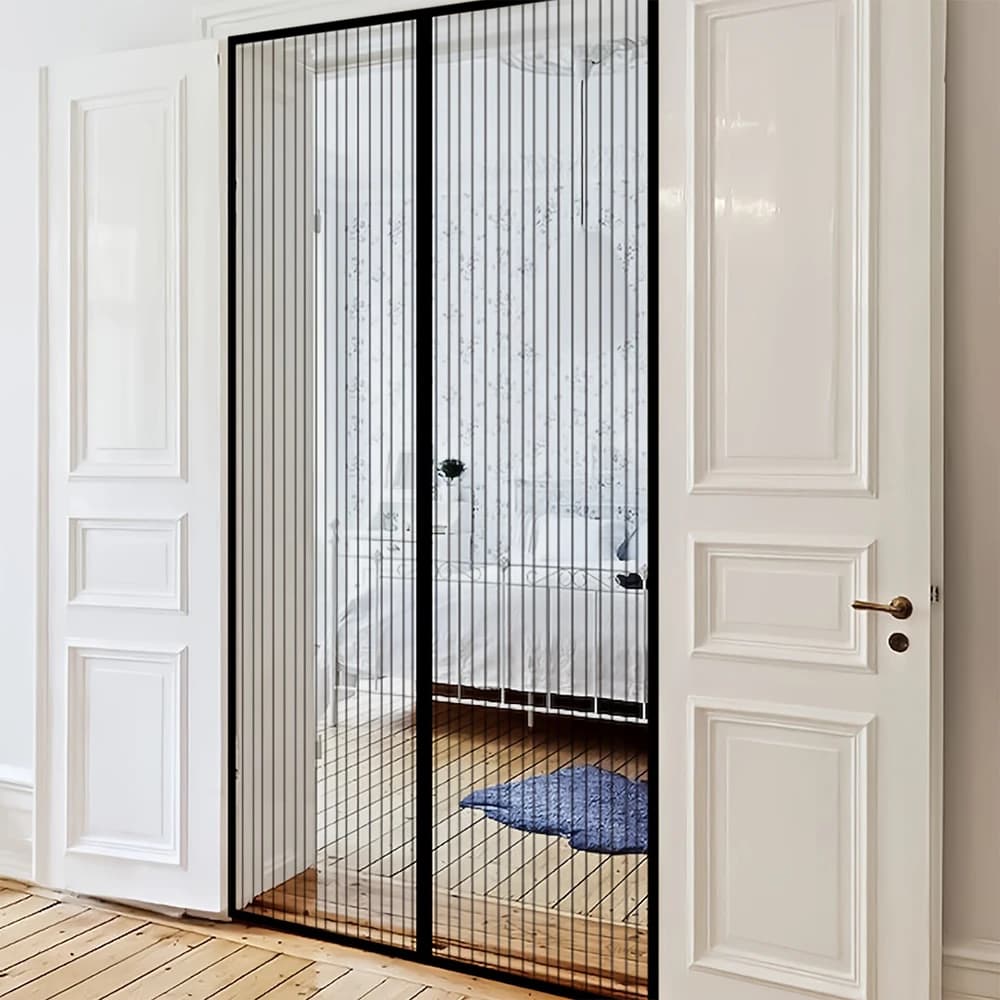 Heavy Duty Magnetic Screen Door 1mm Micro Mesh Black 18 Strong Magnets Breathable Easy Install New Pet & Kid Friendly Premium Quality