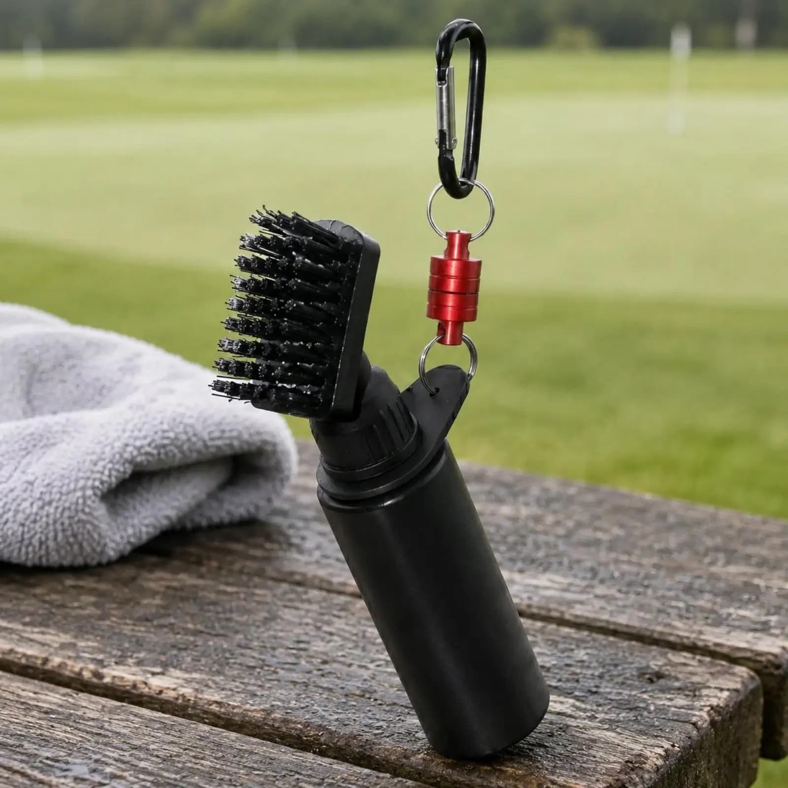 Press Spray Club Brush Two-Bristle Bristle Head Water Bottle Golf Brush Golf Club Cleaner Portable for Golfers, Practice Range