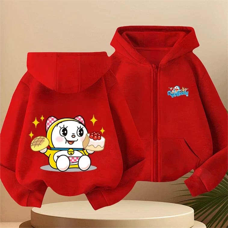 Felpa con Cappuccio Doraemon per Bambini e Ragazzi, Morbida e Comoda, Vendita Promozionale
