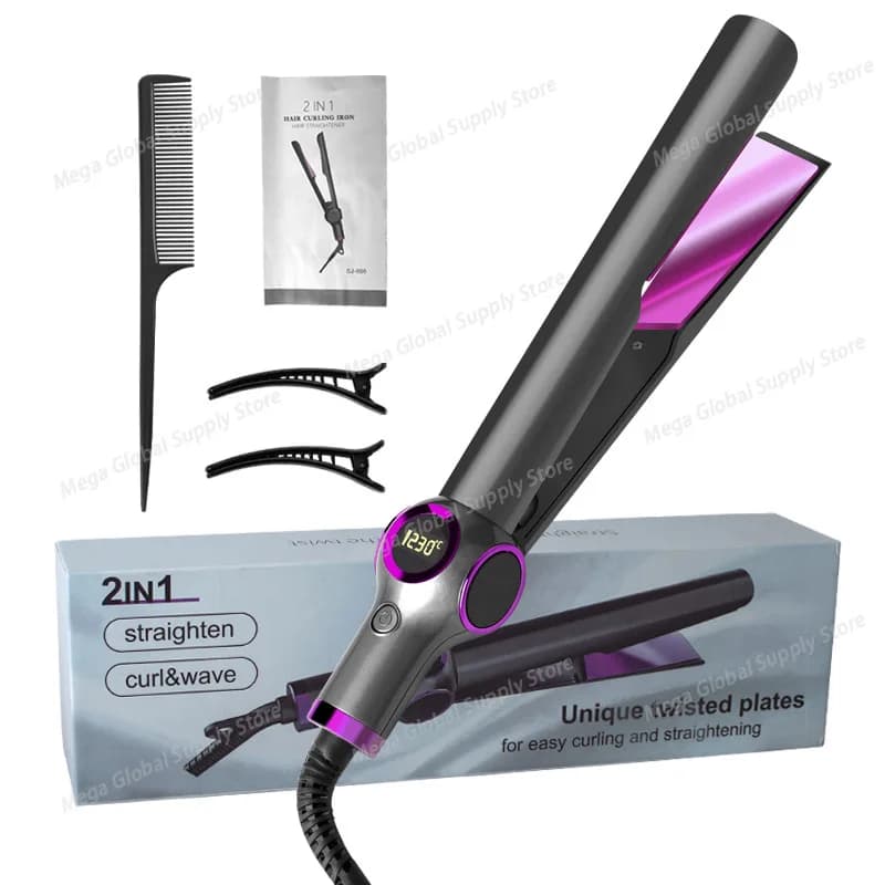 Digital display automatic hair curling iron Professional hair straightener curling hair tools dual-use curling iron