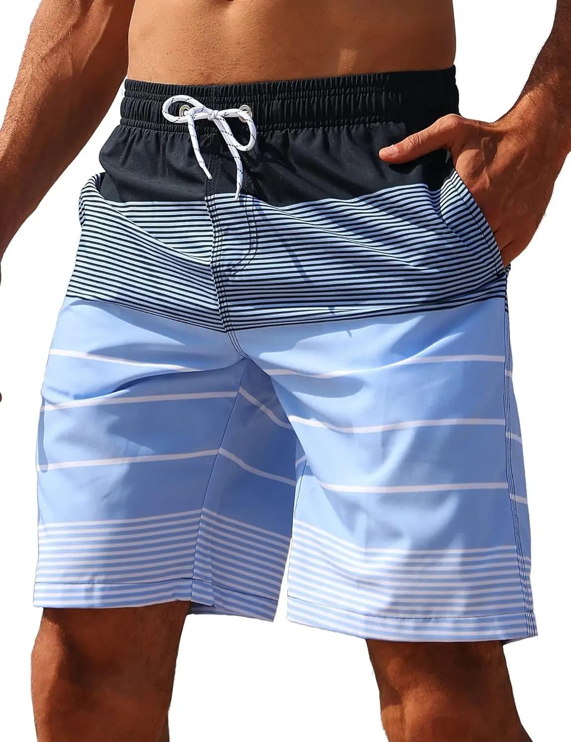 Costume da bagno da uomo ad asciugatura rapida, pantaloncini da nuoto con fodera in rete, abbigliamento da spiaggia
