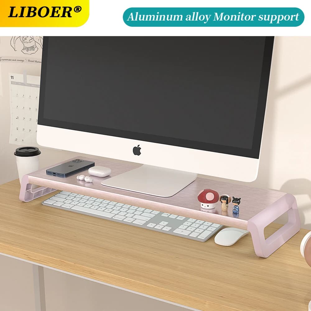 Universal Support for Monitor Brushed Aluminum Alloy Support and ABS Screen Support for PC Bracket with Support for Organizer Table Monitor