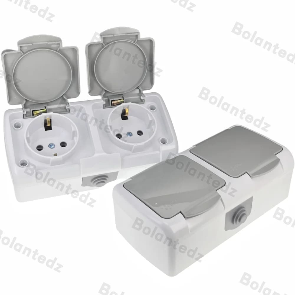 1Pc Surface-Mounted Single-Unit Wall Panel Household 16A European Standard Two-Hole Socket With Cover Waterproof And Splash-Poof