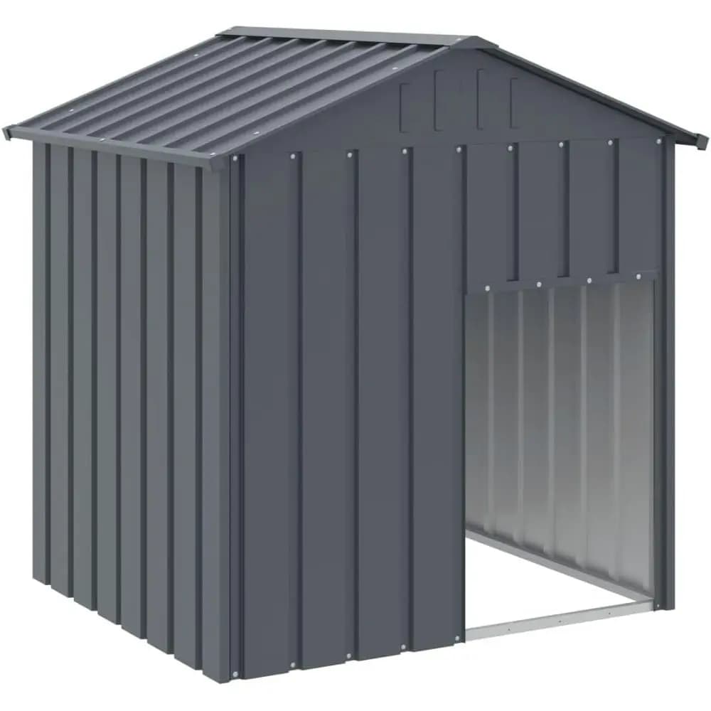 Grande casetta per cani da esterno resistente alle intemperie | Cuccia da interno in acciaio zincato per cani di piccola taglia | Antracite 46,1x40,6x48,4