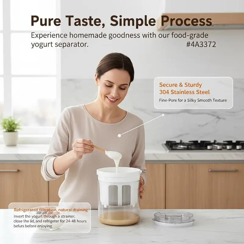 Greek Yogurt Strainer BPA Free Stainless Steel Fine Mesh Whey Separator Perfect for Homemade Yogurt Soft Cheese Kefir