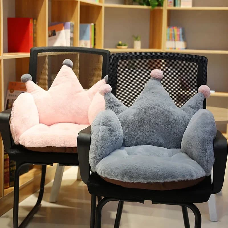 Cuscino per sedia da ufficio con corona di cartone animato in peluche di coniglio Comodo cuscino per sedia con supporto lombare antiscivolo Decorazioni per la casa Cuscino per divano rosa