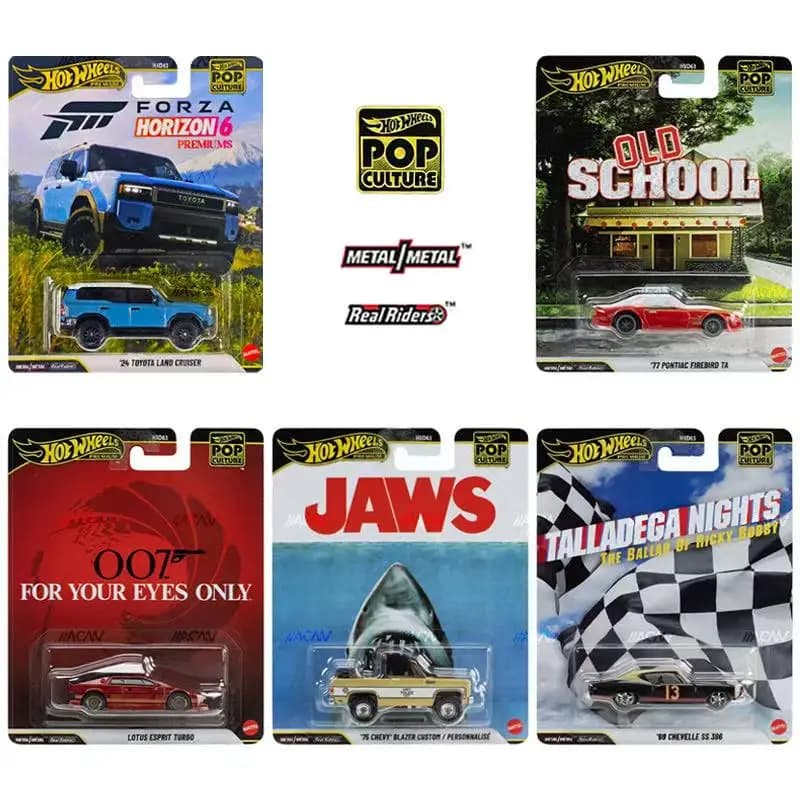 Assorted Original Hot Wheels Premium Pop Culture Metal 1/64 Movie JAWS HotWheels Miniatures Car Diecast Model Car CASE 6J HXD63