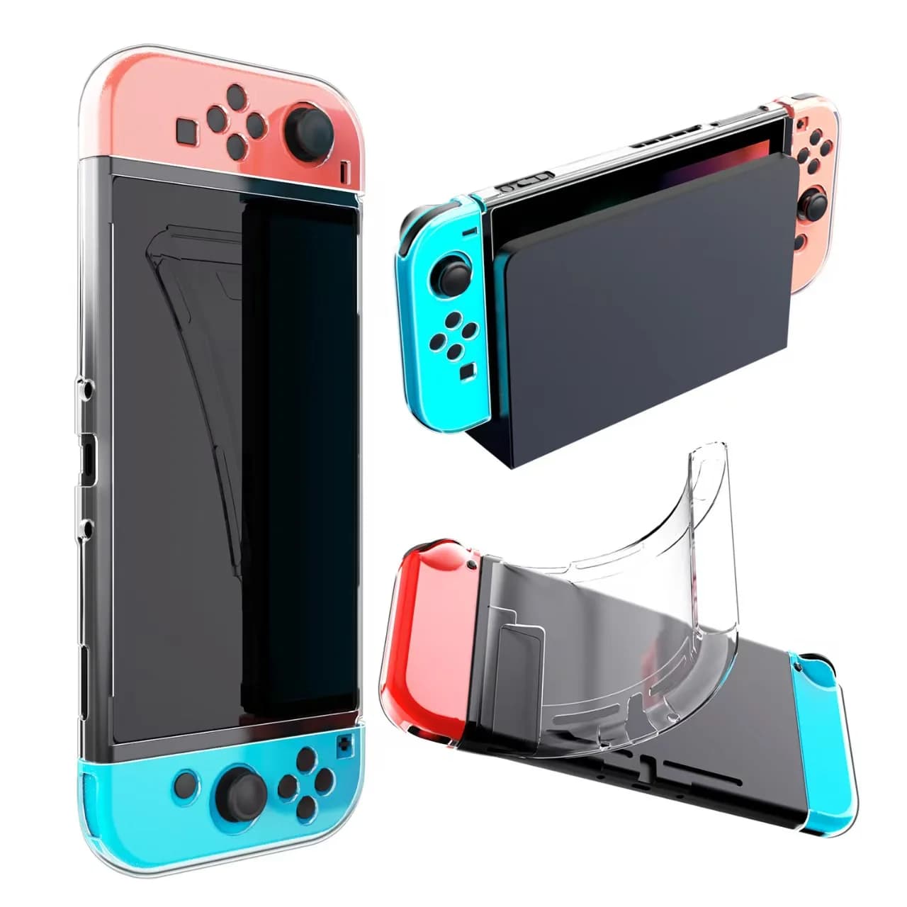 Per Nintendo Switch, custodia protettiva morbida trasparente in TPU, protezione per il telaio, compatibile con la console di gioco, accessorio dockabile