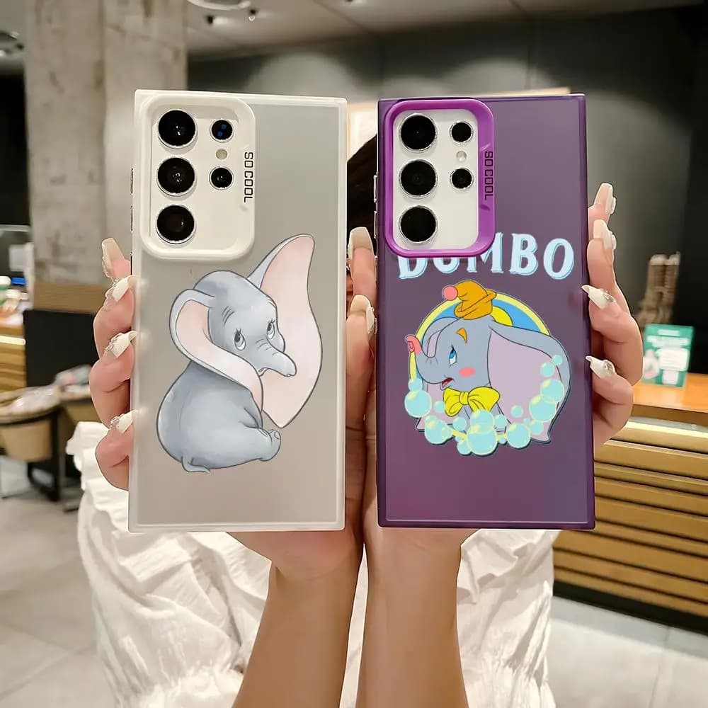 Cover per telefono Dumbo in silicone colorato argento per Samsung Galaxy S25 Edge S24 S23 S22 S21 S20 Ultra