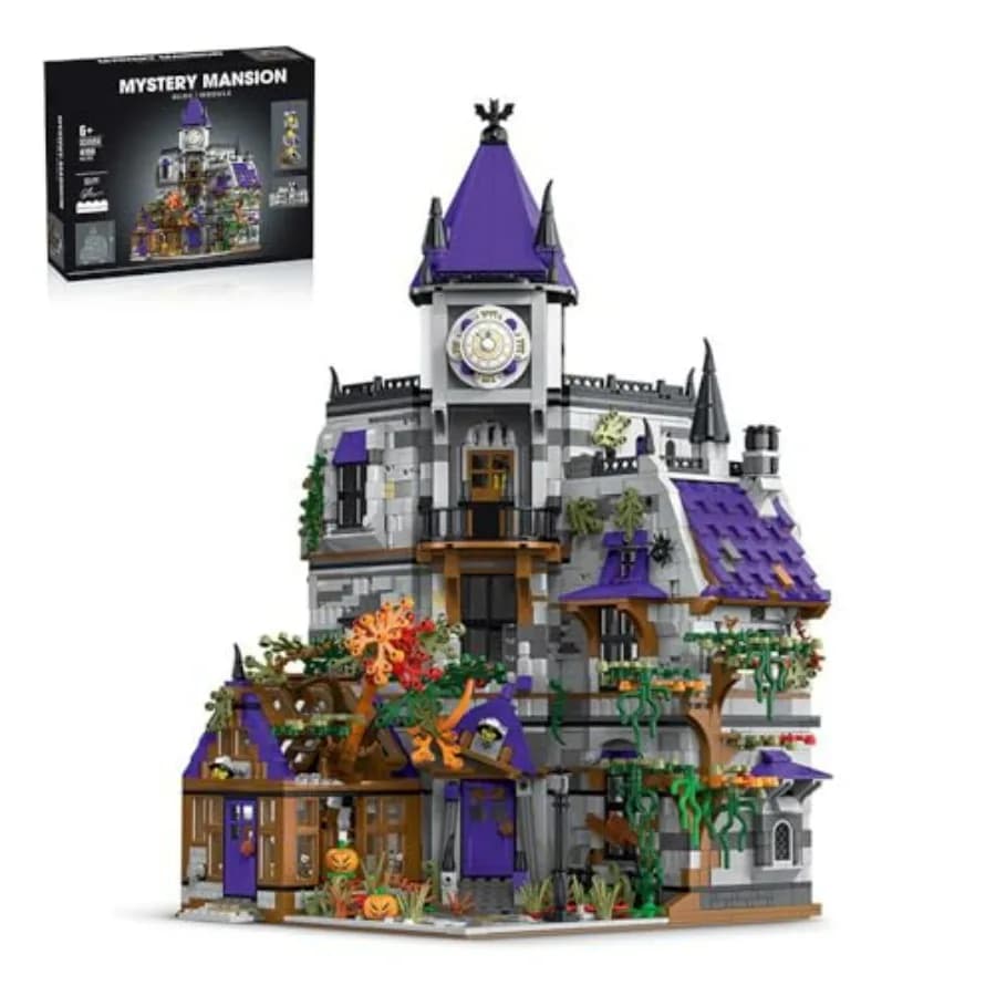 Set di Costruzioni Castello Medievale Casa Stregata per Adulti, Decorazione di Halloween, Architettura Modulare da Interno con Luci LED, 4192 Pezzi