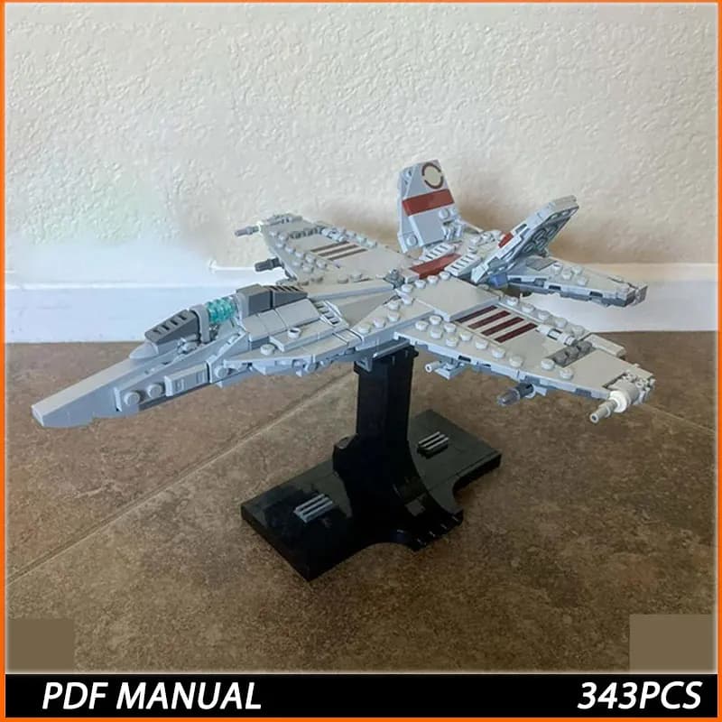 Blocchi da Costruzione MOC F-18 Hornet, Modello in Scala Midi, Regalo di Natale, Giocattolo Creativo Fai-da-Te, 343 Pezzi