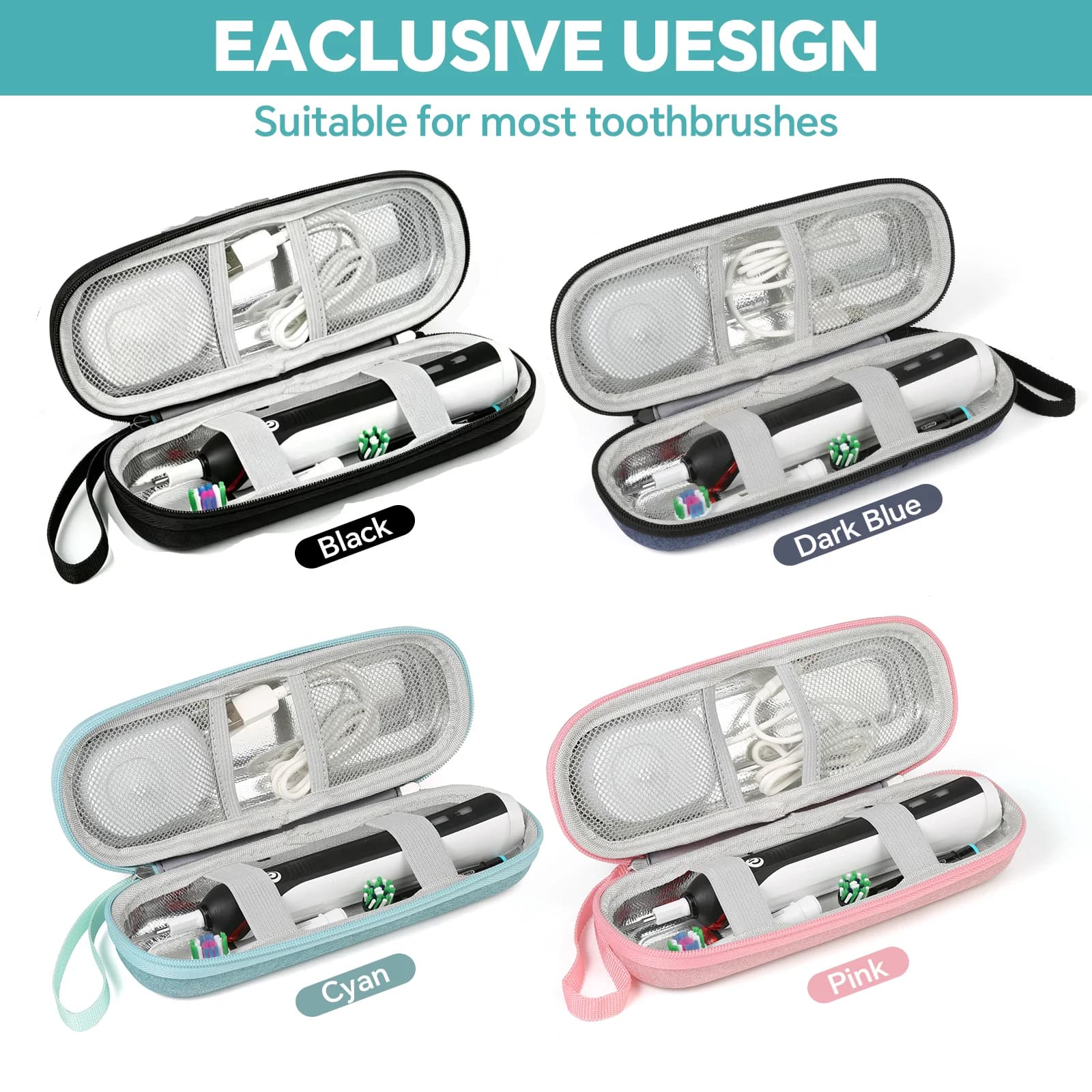 Custodia da Viaggio per Spazzolino da Denti Oral-B/Oral-B Pro 1000 1500 5000 7000 7500 6000 9600/ Philips Sonicare, Borsa Rigida Portatile per Conservazione