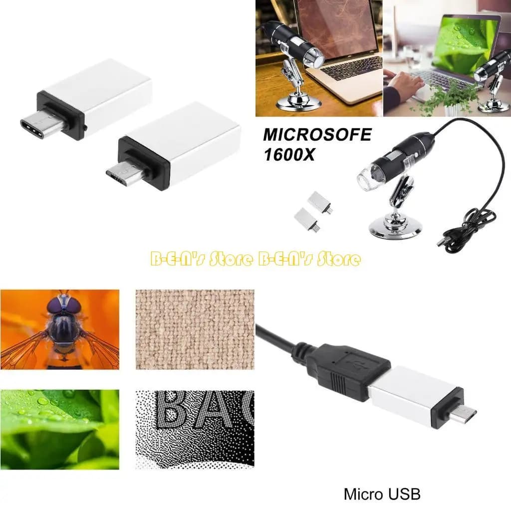 Y1AD Microscopio aggiornato Microscopio digitale 3 in 1 1600X Portatile 2 adattatori Supporto per telefoni Micro-USB
