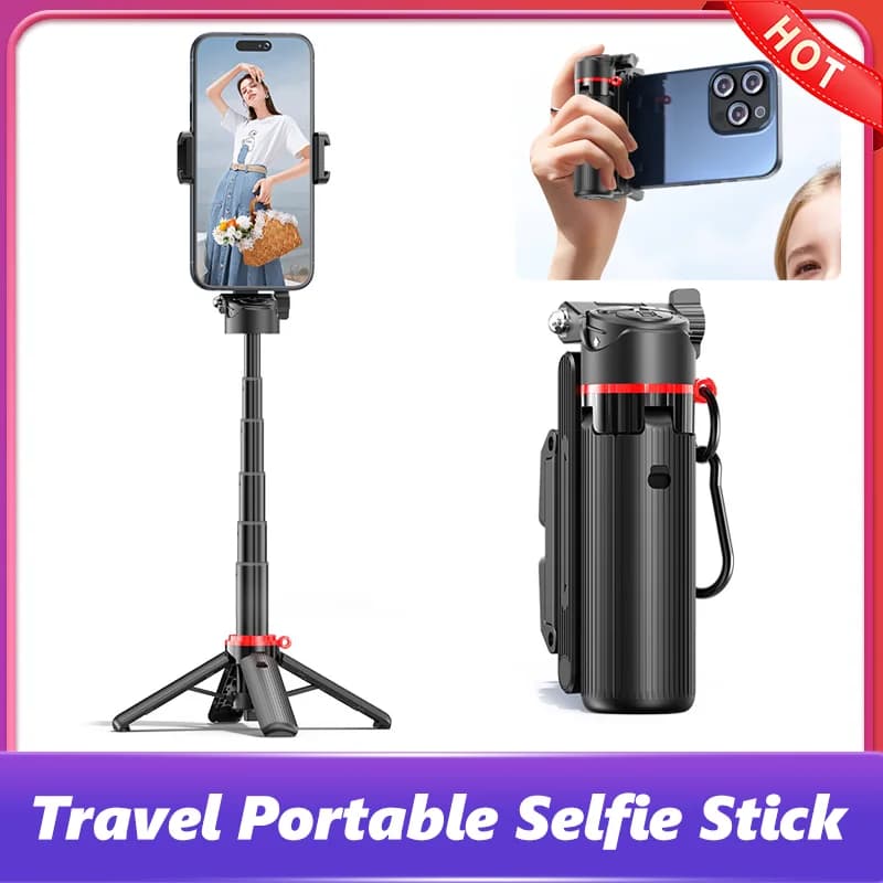 GRT Mini Treppiede per selfie stick 410mm Mini Treppiedi per selfie stick con impugnatura portatile ultracompatta pieghevole in alluminio per telefono cellulare