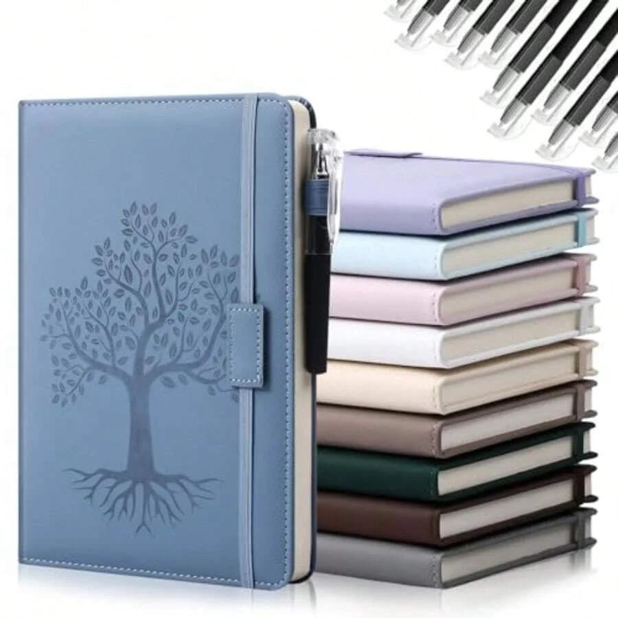 10 Pack Lined Journal Notebook A5 Tree Of Life Hardcover Leather Journal With 10 Pen College Ruled Notebook For Travel Busin Wo