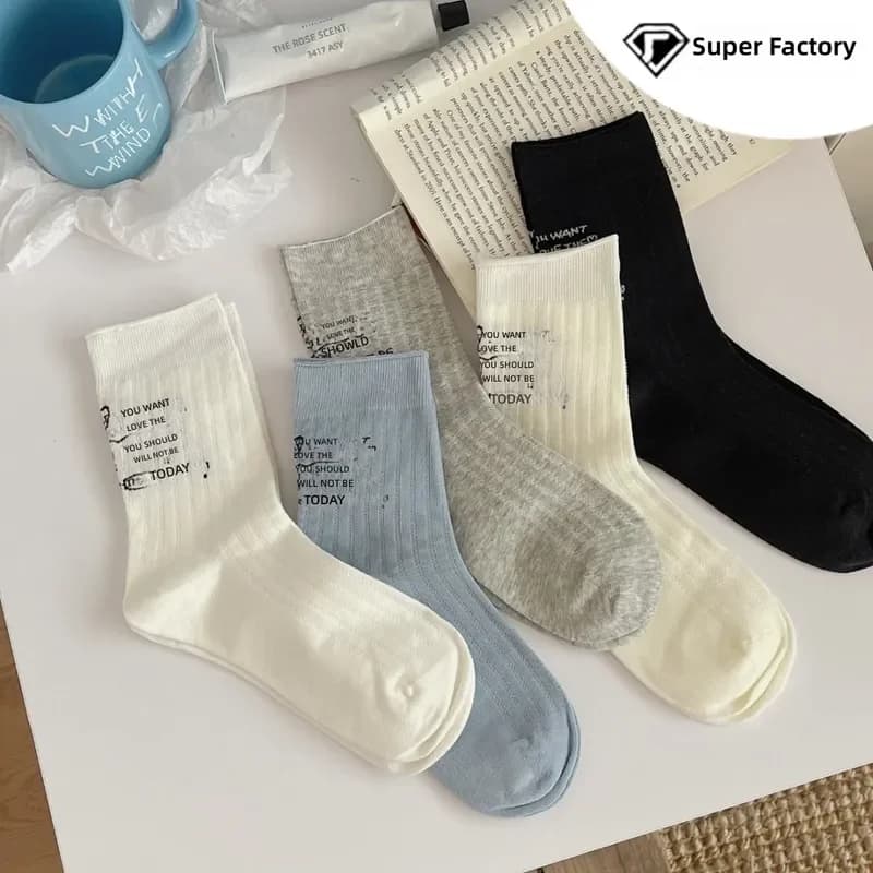 2026 Spring Summer New Mid-Tube Women Socks Heel Versatile Simple Stacking Fashion Ins Trendy Sports Socks