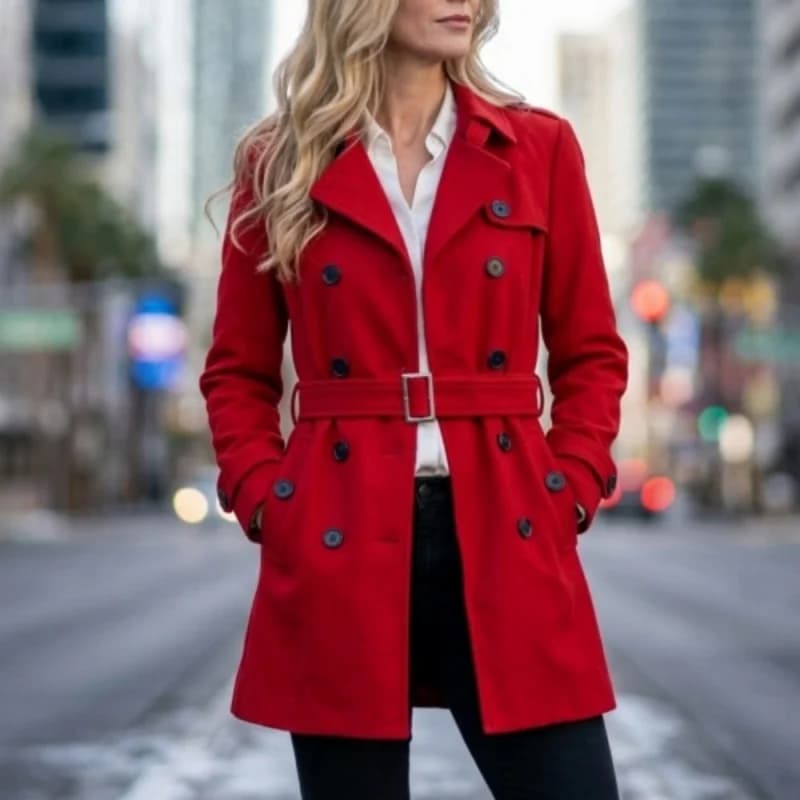 Double-breasted Women’s Jacket Elegant Commuter Streetwear Trench Coat Belted Epaulettes Casual Blazer Winter Women’s Clothing