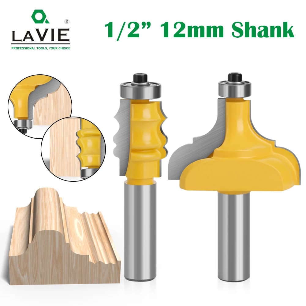 LAVIE 2pcs 12mm 1/2 Shank Picture Frame Router Bits Tenon Cutter C3 Carbide Line Bit cutter for woodworking MC03098