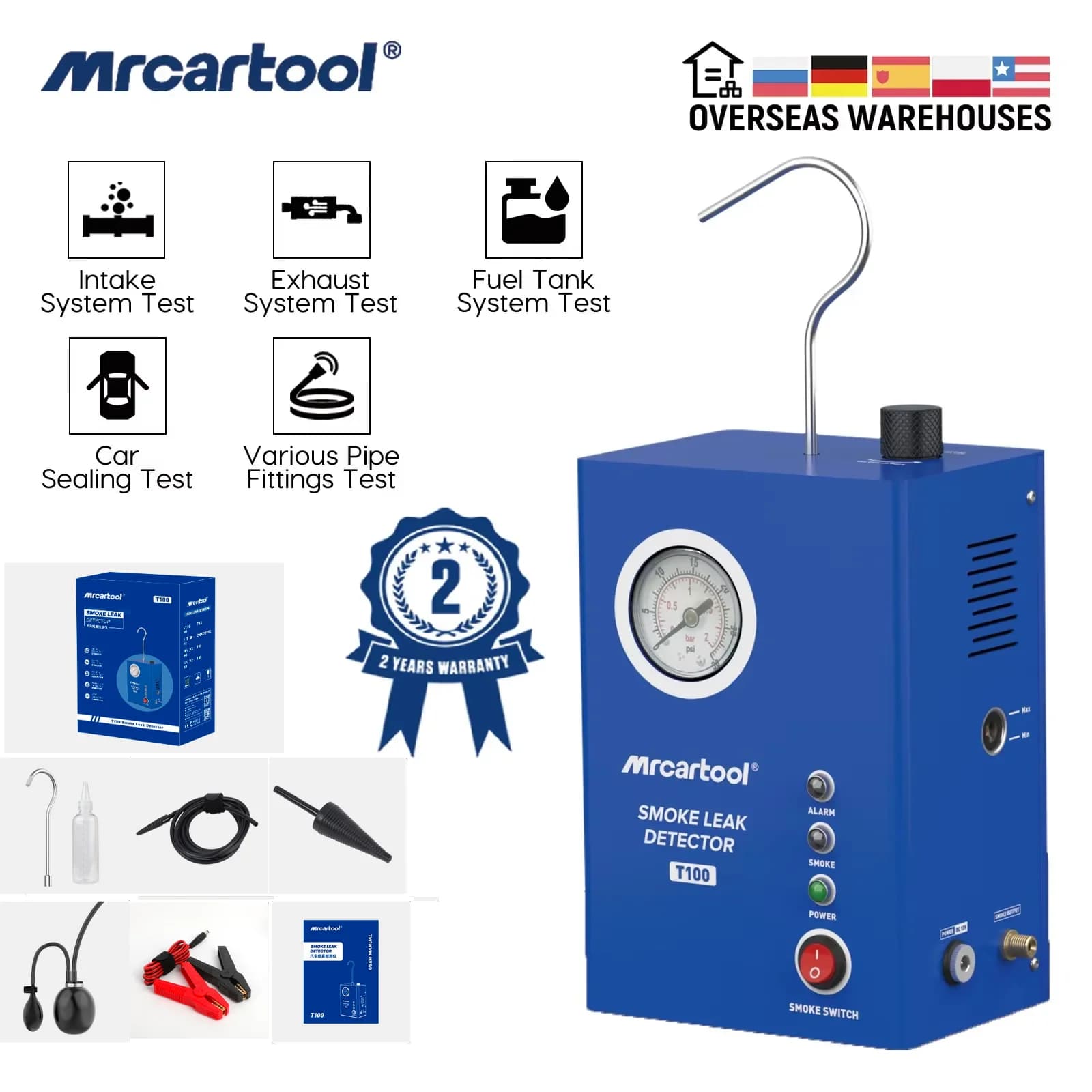 Mr cartool T100 Automotive smoke machine leak detector EVAP Car fuel pipe system Vacuum test Car smoke machine leak detector