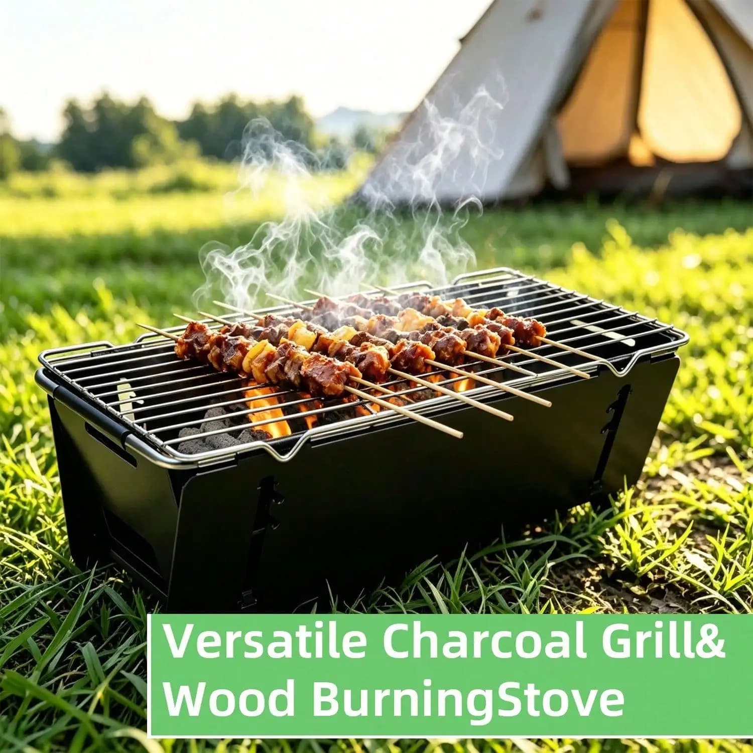 Tactical Folding Barbecue Grill, Portable Outdoor Charcoal Grill, Heavy-Duty Stainless Steel Barbecue Stove, Compact And Easy To Carry, Perfect For Camping, Hiking, Picnics, Backyard And Outdoor Cooking