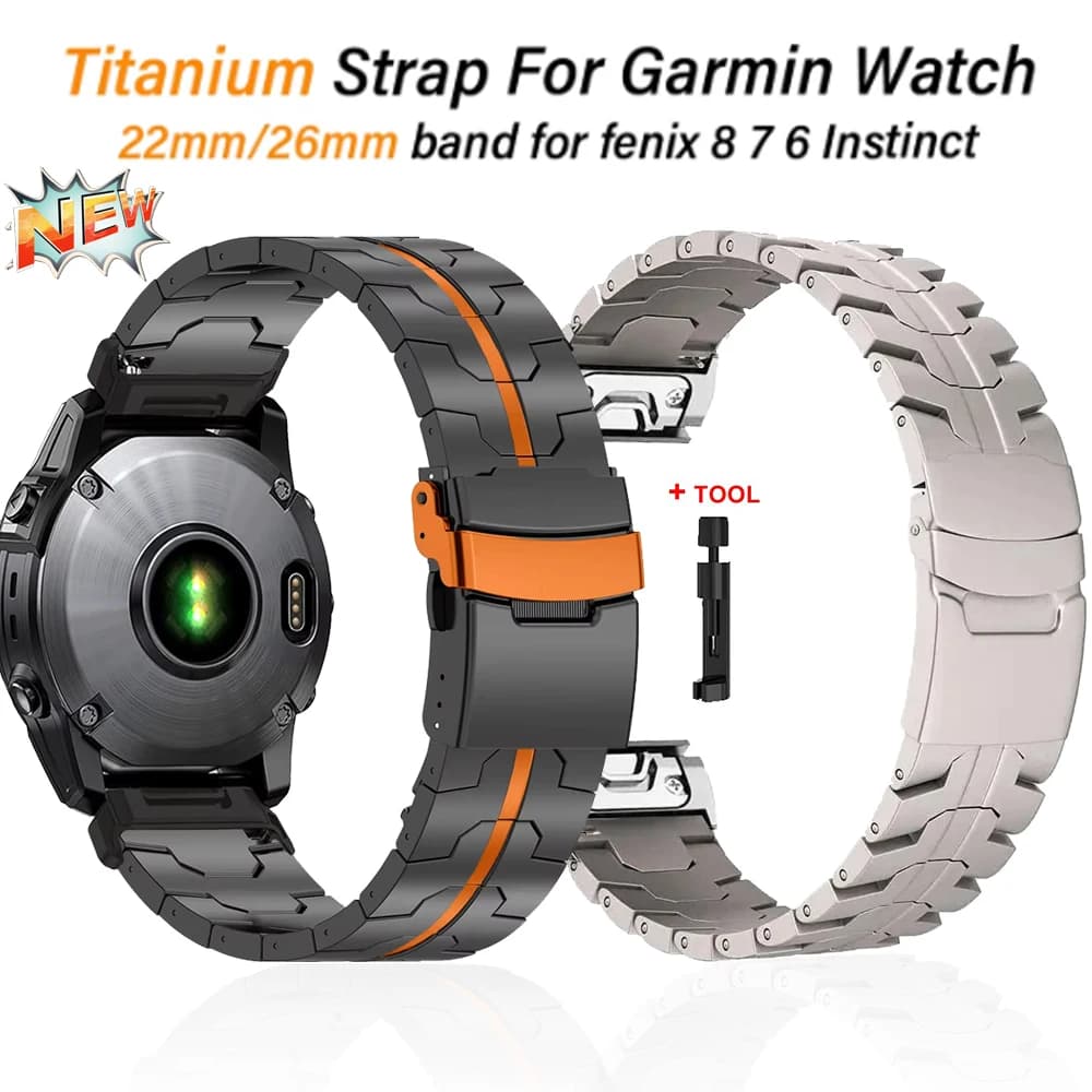 Cinturino in Titanio Quick Fit 22mm 26mm per Orologi Garmin Fenix E 8 AMOLED 7X 7 Pro 6X 6, Bracciale per Garmin Instinct 3 45mm