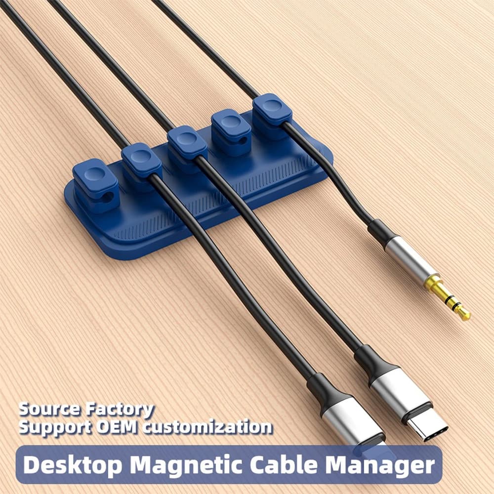 Clip Magnetico Multiuso per Cavi Auto, Organizzatore di Cavi USB in Silicone con 5 Clip, Accessori per Interni Auto