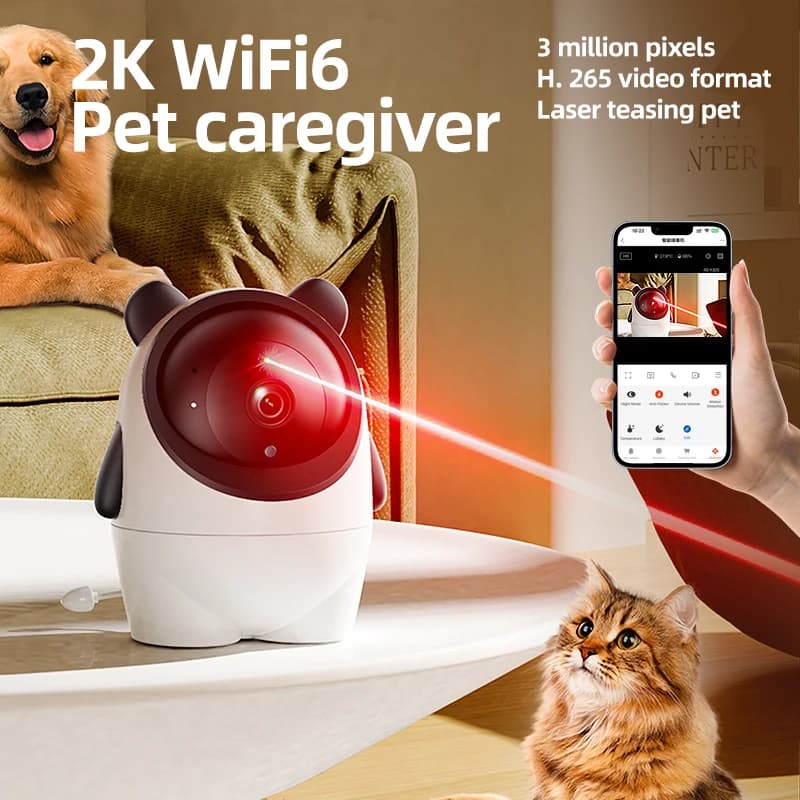Danmini 2K HD Baby Monitor 3 milioni di pixel Fotocamera App Tuya Telecomando mobile Laser a infrarossi Scuotere Monitor per visione notturna per animali domestici