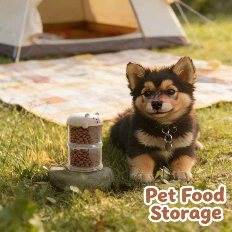 Set Portatile di Contenitore per Cibo e Bottiglia d'Acqua per Animali Domestici, per Passeggiate e Viaggi all'Aperto, Secchio Multifunzionale per Conservazione Cibo Cani e Gatti