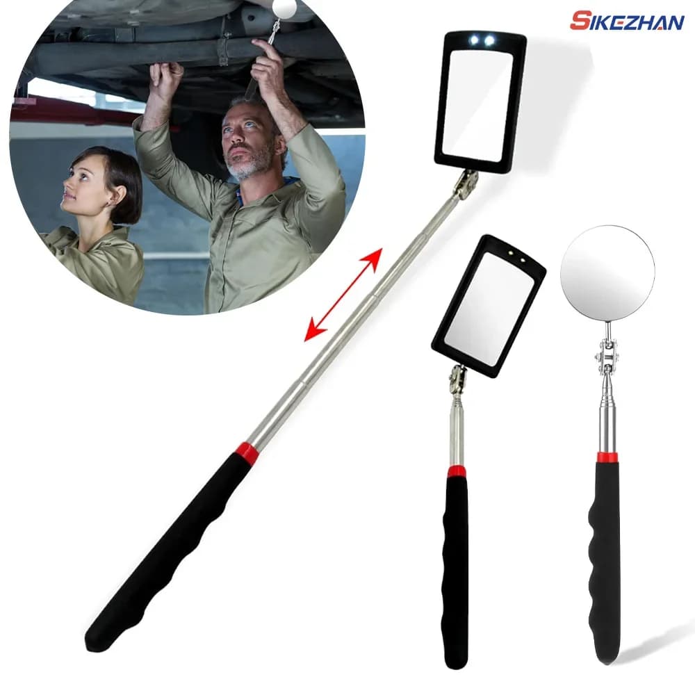 Specchio di ispezione Specchi telescopici a luce LED Rotazione a 360° Strumenti meccanici Specchio magnetico Maniglia telescopica Strumenti di riparazione