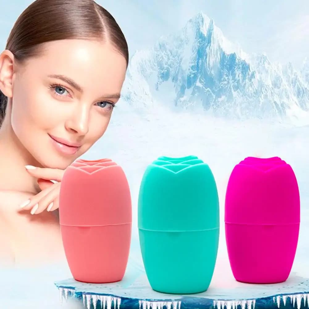 Riutilizzabile Rullo per il viso di ghiaccio Cubo di ghiaccio Massaggio di bellezza Stampo per ghiaccio in silicone per gonfiore degli occhi Rullo per il viso di ghiaccio Ridurre i pori Cura della pelle
