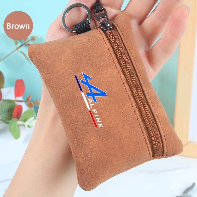 Nuovo Portachiavi in Pelle Scamosciata con Emblema Moto, Portafoglio e Porta Carte per Accessori Alpine, Kadjar, Twingo, Megane, Scenic