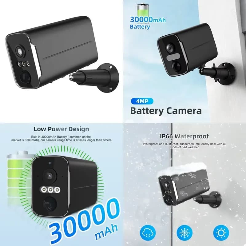 LCLCTEK 4G Battery Powered Security Camera 4MP Floodlight Camera Wifi IP66 Outdoor Wireless Cctv Camera