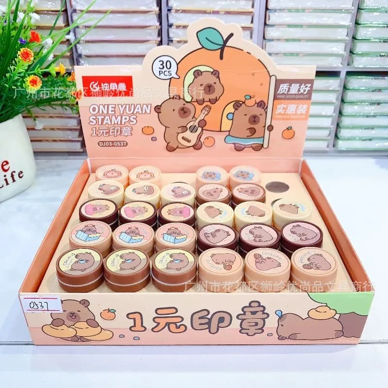 Cute 30Pcs/Set Capybara Theme Party Self-ink Stamps Toy for Kids Birthday Party Favors School Rewards Gift Pinata Fillers