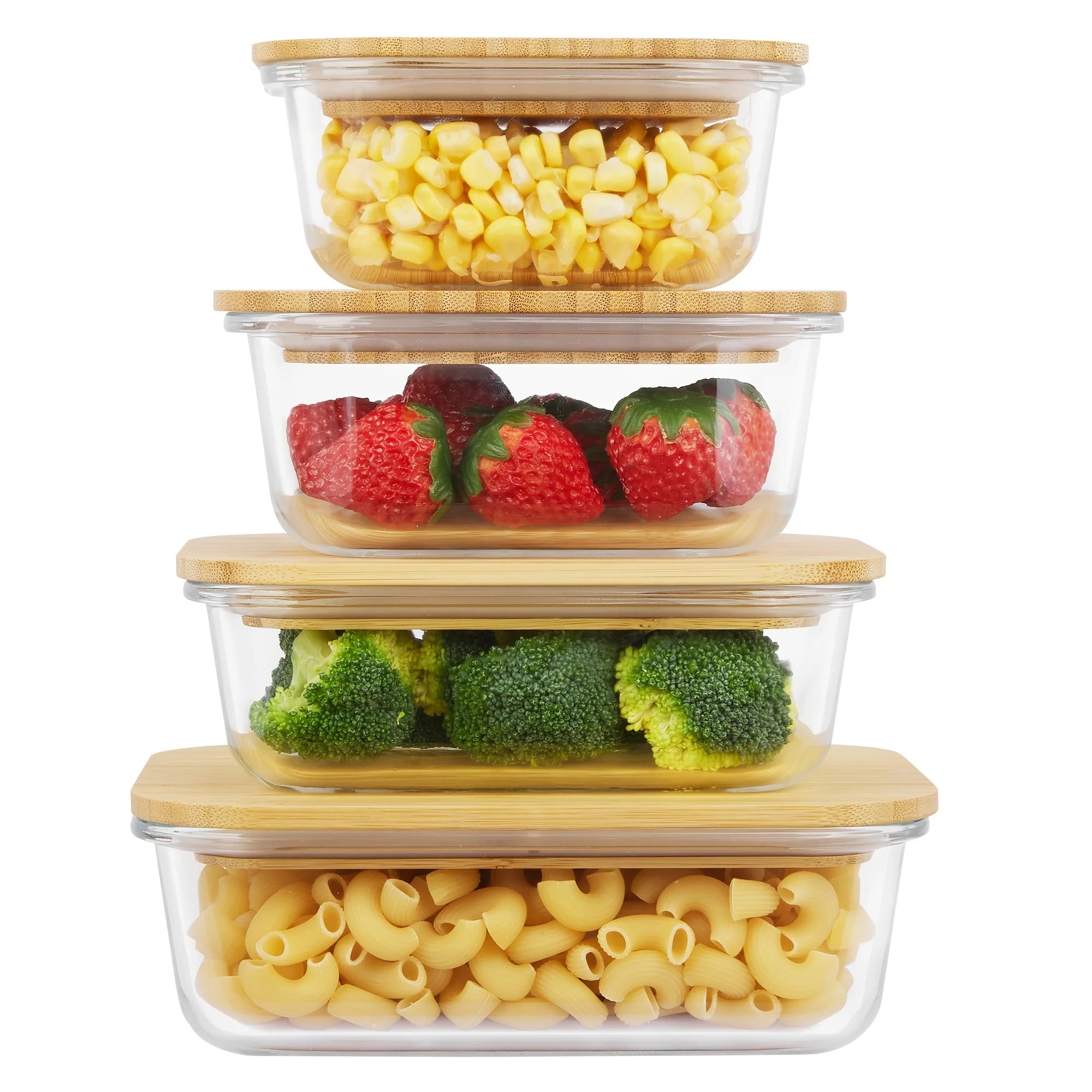 8 pezzi (4 contenitori e 4 coperchi) Contenitori per il trasporto di alimenti e piatti, Contenitori in vetro per la conservazione degli alimenti con coperchi, Contenitori in vetro per la preparazione dei pasti, Contenitori Bento per il pranzo, Adatti per microonde, forno, congelatore e lavastoviglie, Senza BPA
