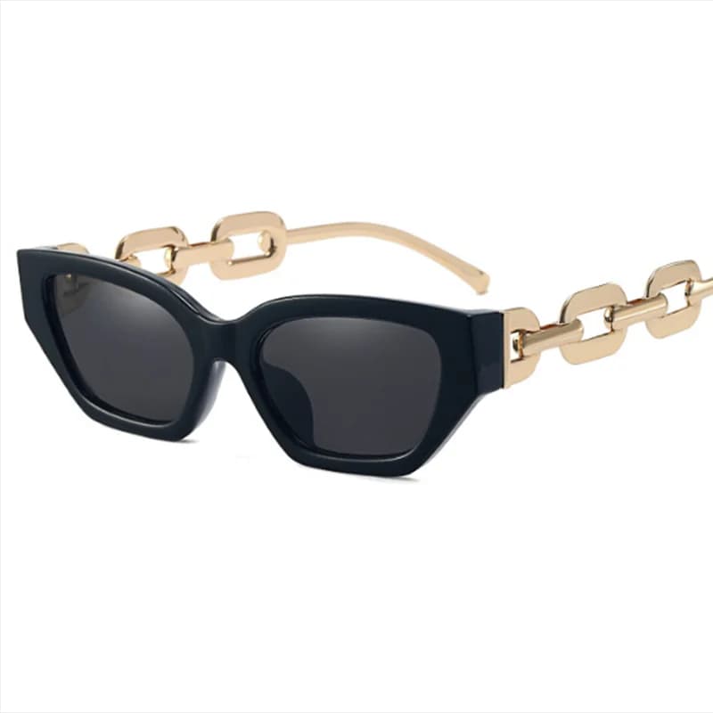 Vintage Small Frame Sunglasses with Chain Legs Cat Eyes Stylish Eyewear Prescription Sunglasses Women 0 -0.5 -0.75 -2.0 To -6.0