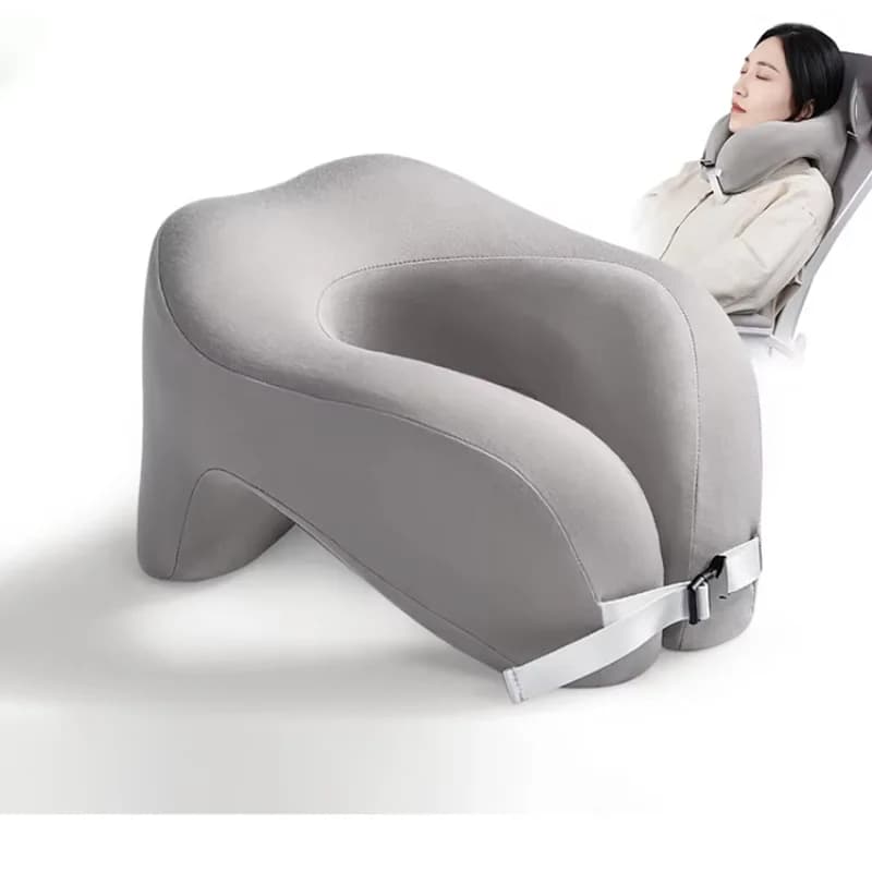 Cuscino a forma di U in memory foam puro per il collo, per aereo, ufficio, riposo, cuscino cervicale, supporto per testa e collo durante il viaggio.