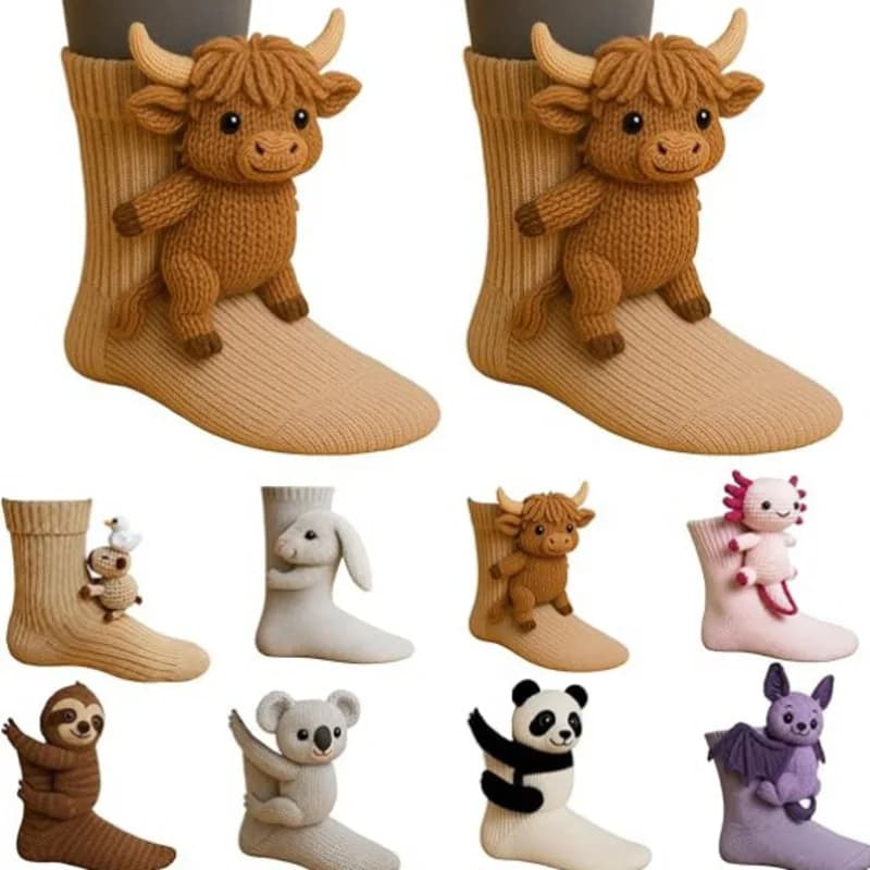 Calzini animali lavorati a maglia 3D Carino accogliente fuzzy spesso caldo equipaggio con orecchie 3D per donne Adolescenti Bambini Casa Regalo di festa invernale Natale