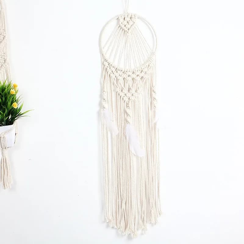 1PC Nordic Handwoven Circular Dreamcatcher Tapestry Living Room Bedroom Wall Decor Hotel Accent Cotton Web Net Handmade Ornament