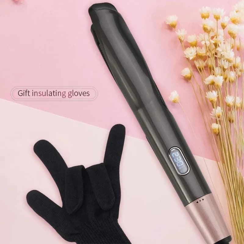 dellaOFF SHELF della Styler for hair with tormaline with rotating temperature control, hair plate and ripple with LCD display, European plug included