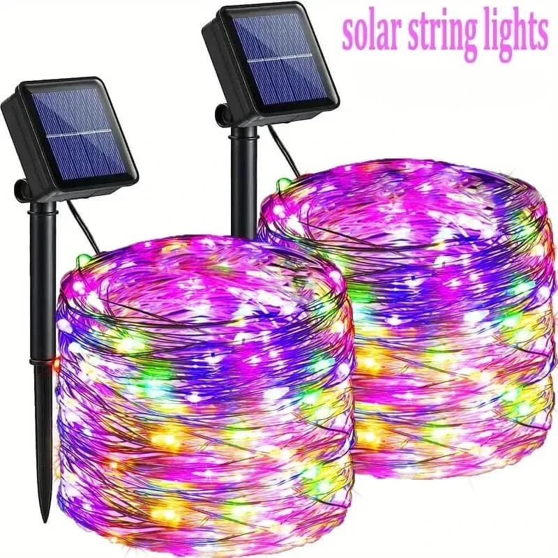 Luci Solari RGB a Stringa Impermeabili per Esterni, Decorazione per Cortile, Giardino, Feste, Alberi, Recinzioni, Luci d'Atmosfera per Festival