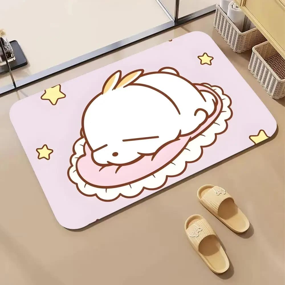 Cartoon-M-MashiMaro Floor Mat Diatomite Bath Mat, Quick Dry Absorbent Non-Slip Door Mat