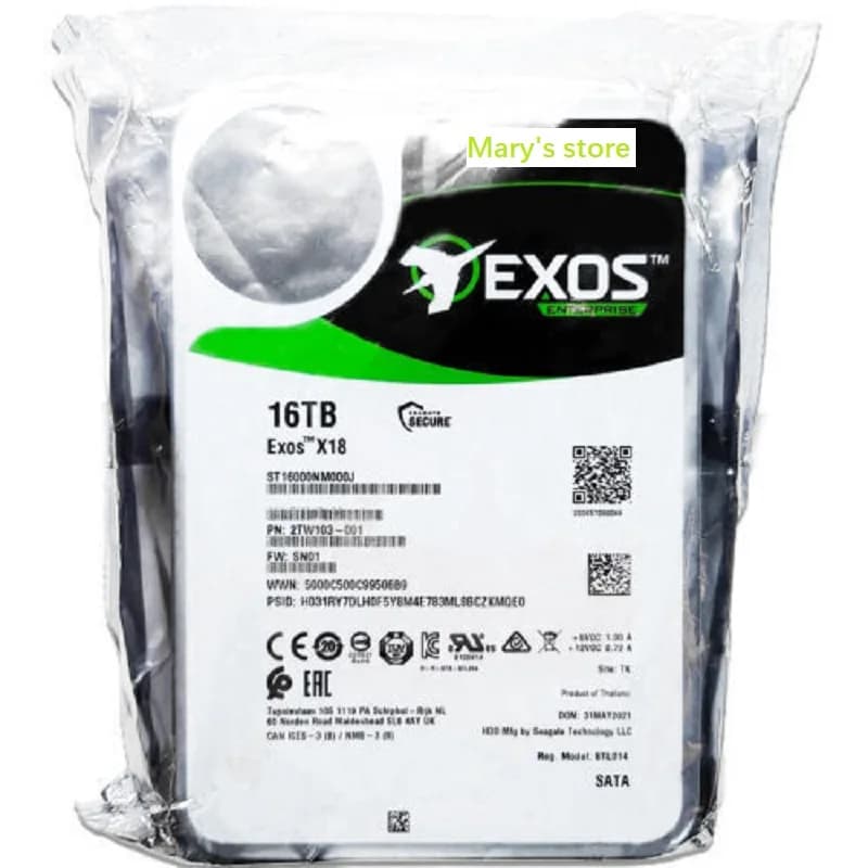 New Seagate ST16000NM000J Exos X18 16TB Enterprise HDD SATA 6Gb/s 7200RPM 256MB Cache For NAS Server Storage